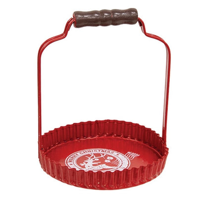 Vintage-Style Red Merry Christmas Stamp Candle Pan with Handle