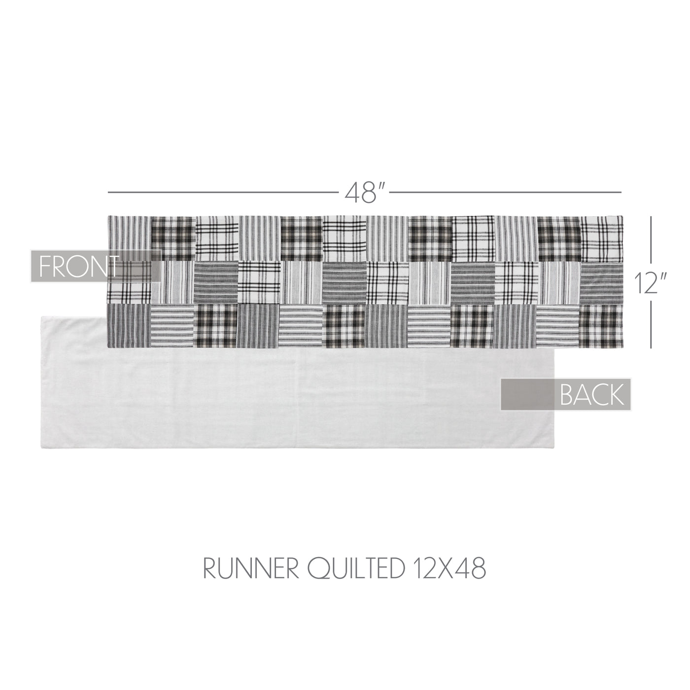 Sawyer Mill Black and White 48" Quilted Table Runner