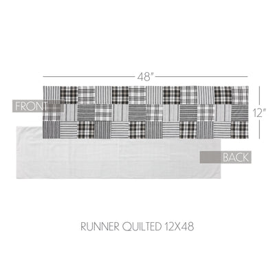 Sawyer Mill Black and White 48" Quilted Table Runner