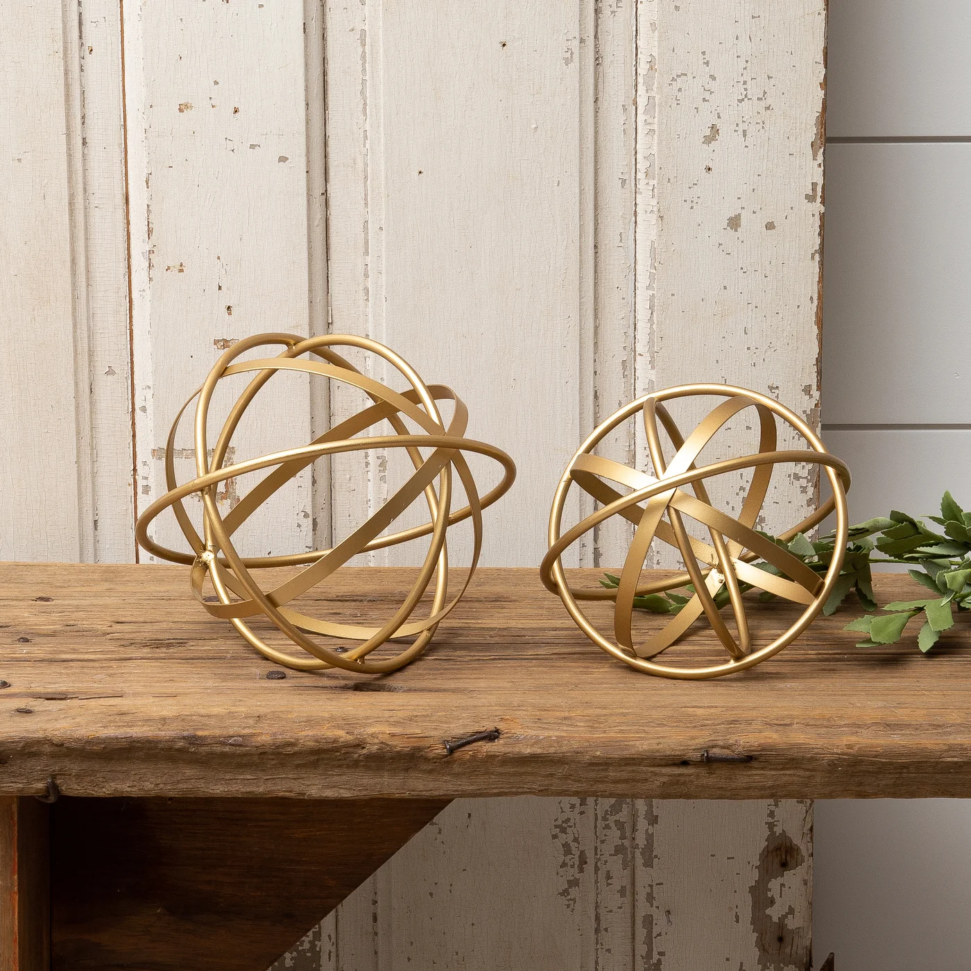 Set of 2 Decorative Gold Spheres