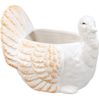 Turkey Shaped White Glazed Ceramic Planter