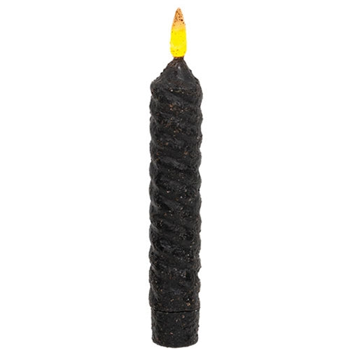 Black Vintage-Style Twist Flicker Flame 6.26" Timer Taper Candle
