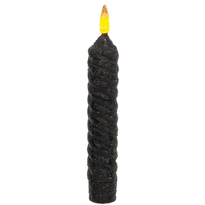 Black Vintage-Style Twist Flicker Flame 6.26" Timer Taper Candle