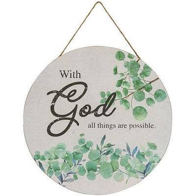 Set of 3 Floral Faith Inspirational 11.5" Round Signs