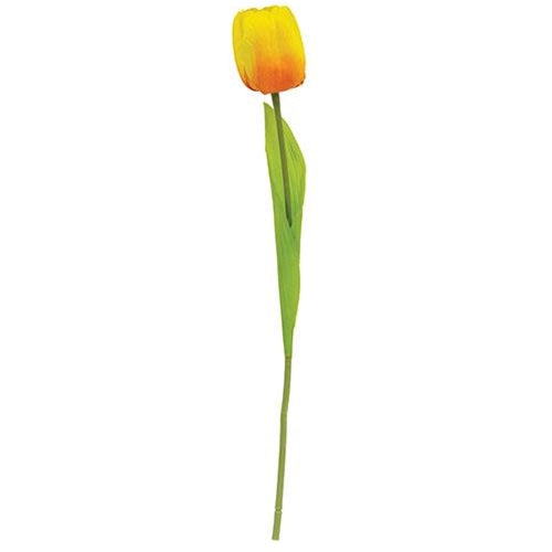 💙 Sunrise Yellow Orange Tulip 15.5" Faux Floral Stem