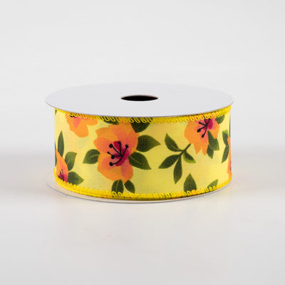 HAPPY BIRTHDAY🎂 Yellow & Orange Magnolias Ribbon 1.5" x 10 Yards