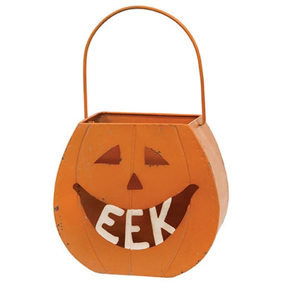 Distressed Metal "EEK" Jack O Lantern Luminary