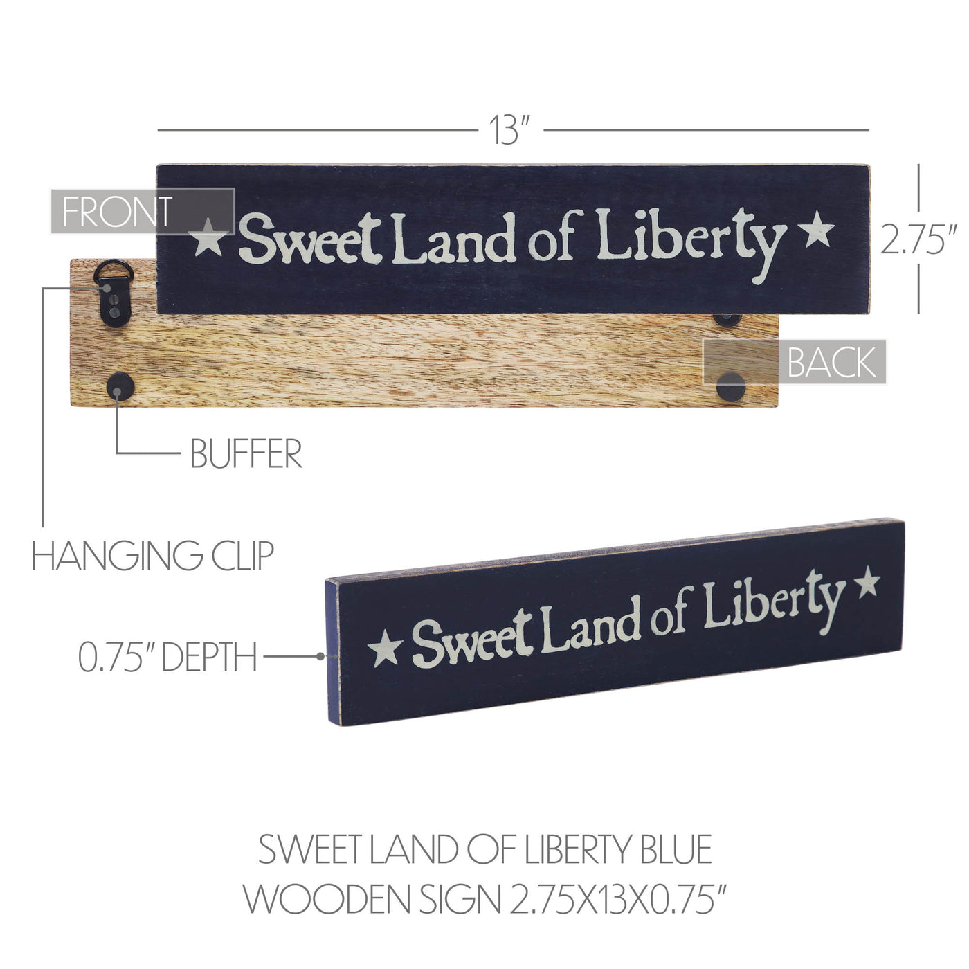 Sweet Land Of Liberty Blue 13" Wooden Sign