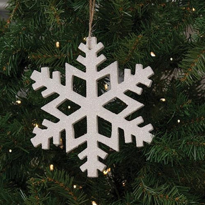 White Glitter Snowflake 8" Ornament