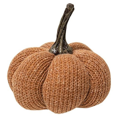 Burnt Orange Knit Pumpkin Medium 6" H