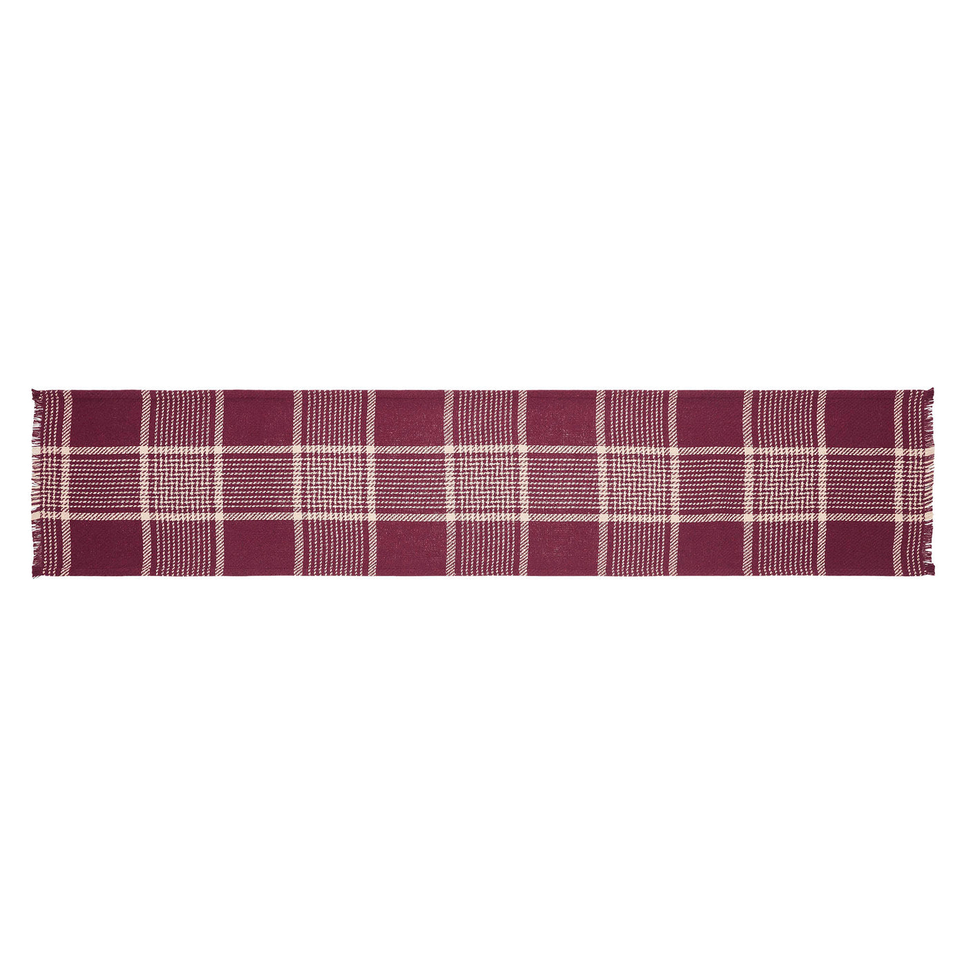 Eston Burgundy Tan Plaid 60" Table Runner