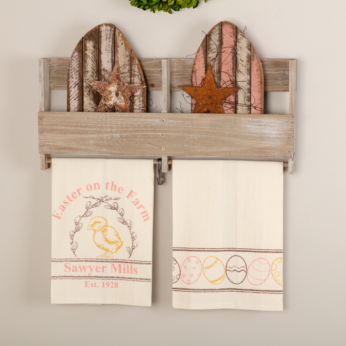 DAY 8 🐇🐥 20 DAYS OF BUNNIES + CHICKS Easter on the Farm Chick Unbleached Natural Muslin Tea Towel Set of 2