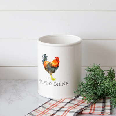 Rise & Shine Rooster Ceramic Crock