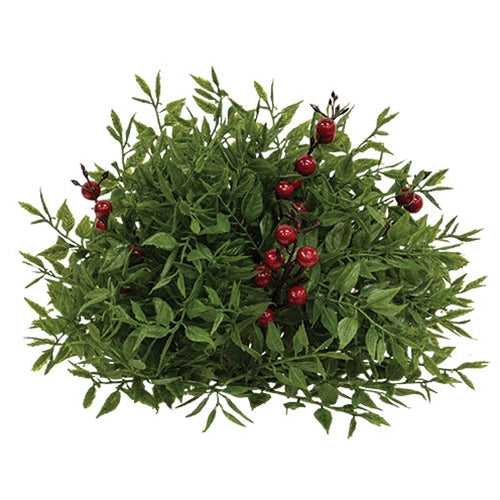 💙 Lady Ruscus & Berries 6.5" Faux Foliage Half Sphere
