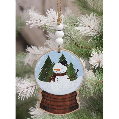 Snowman Forest Snowglobe Shaped Ornament