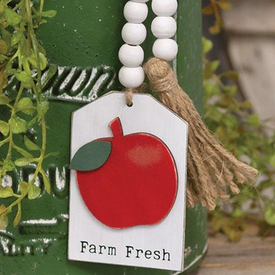 Farm Fresh Apple Tag White Beaded Garland