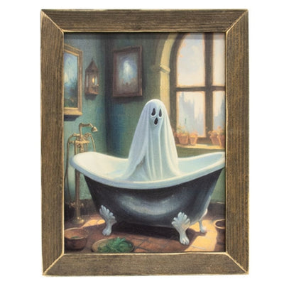 DAY 21 🎃 25 Days of SUMMERWEEN Bath Time Ghost Framed Print 12" x 16"