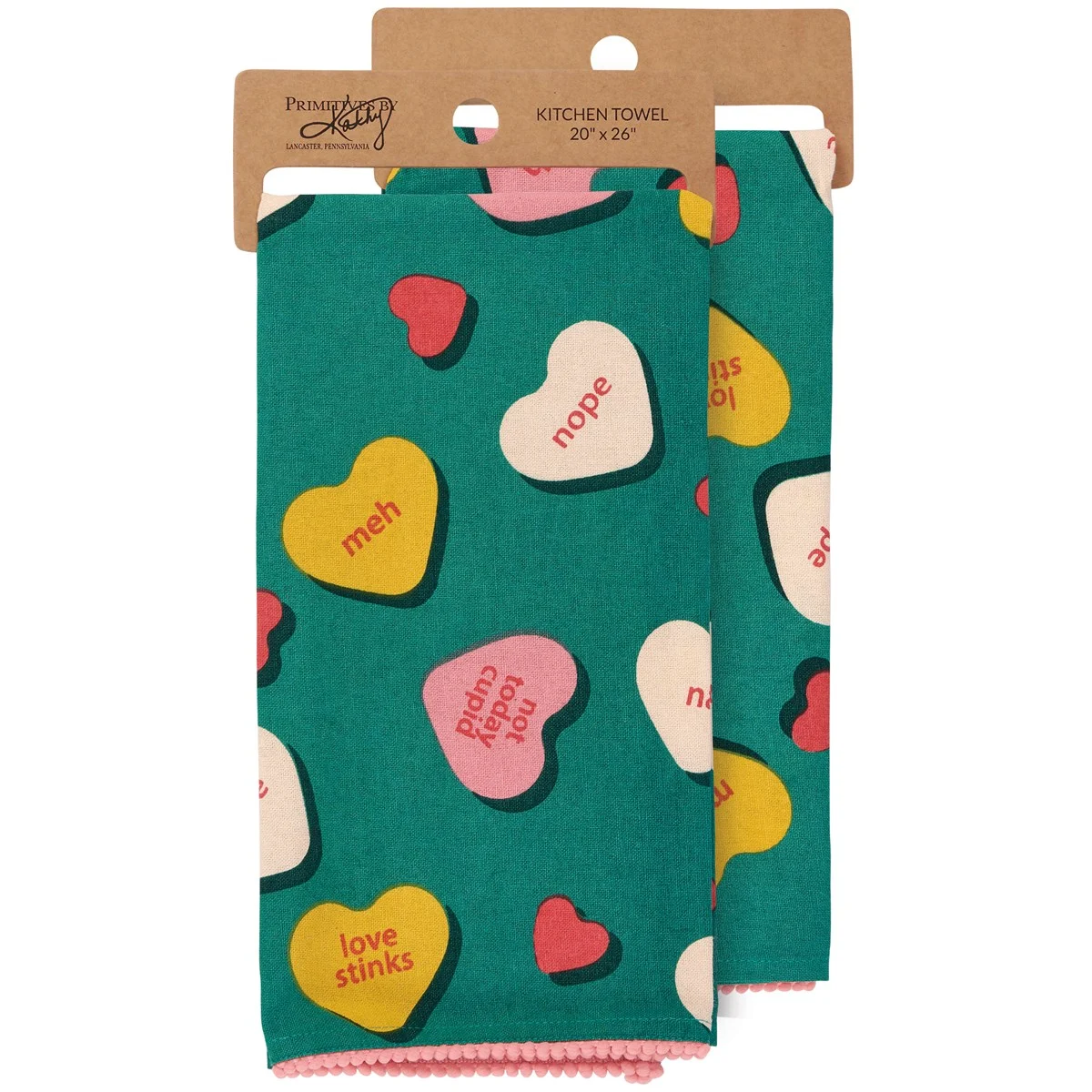 Anti Valentine Coversation Hearts Kitchen Towel