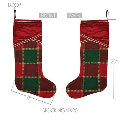 Tristan Red Tartan Christmas Stocking 20"