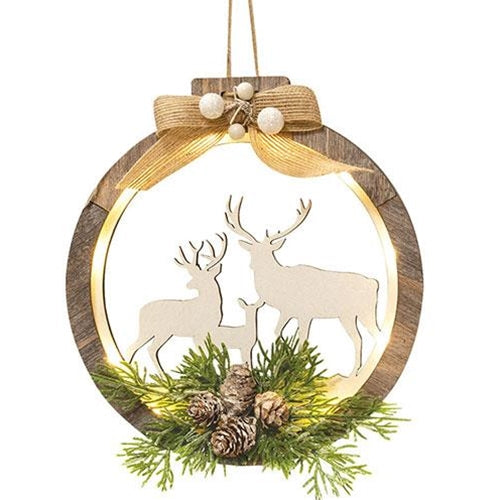 Reindeer Cutout with Faux Evergreen Accents Ornament