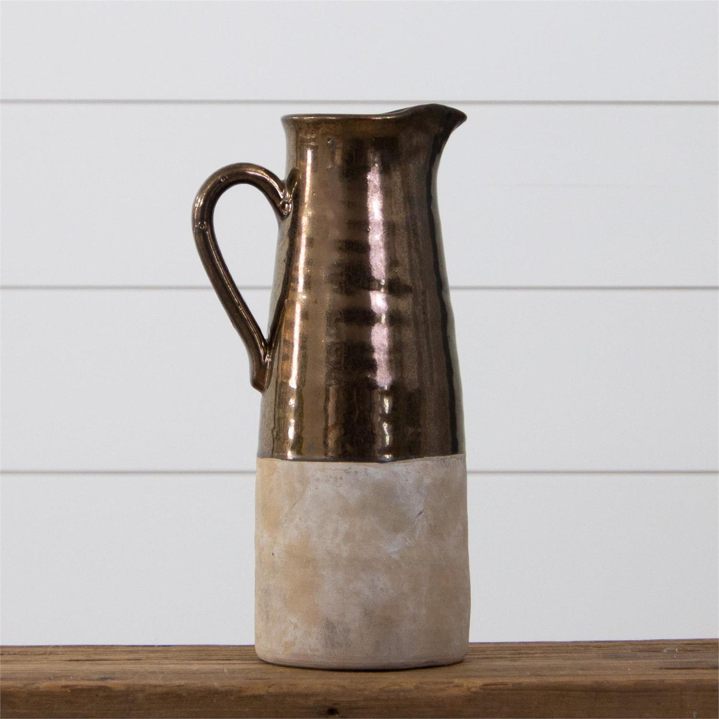 Metallic Two-Toned Pitcher 14.5" H