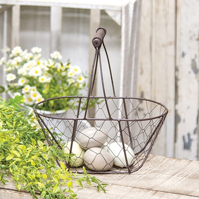 💙 Chicken Wire Oval Basket with Handle