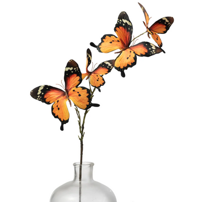 Orange and Black Fabric Monarch Butterflies 32" Spray