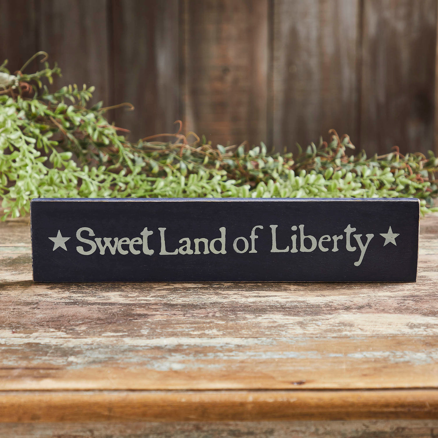 Sweet Land Of Liberty Blue 13" Wooden Sign