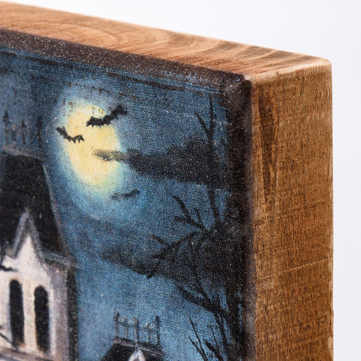 💙 Haunted House 6" Halloween Wooden Block Sign