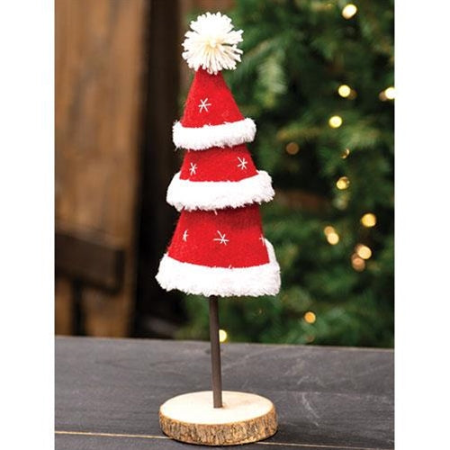 💙 Santa Tiered Felted Tree Red and White 14" H