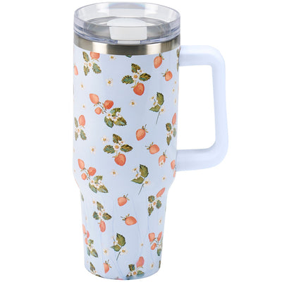 Strawberry Blossoms 40 oz Insulated Travel Mug