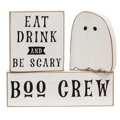 Set of 3 Eat Drink and Be Scary Boo Crew Mini Sign Blocks