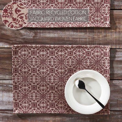 Set of 2 Custom House Burgundy Tan Jacquard Placemats