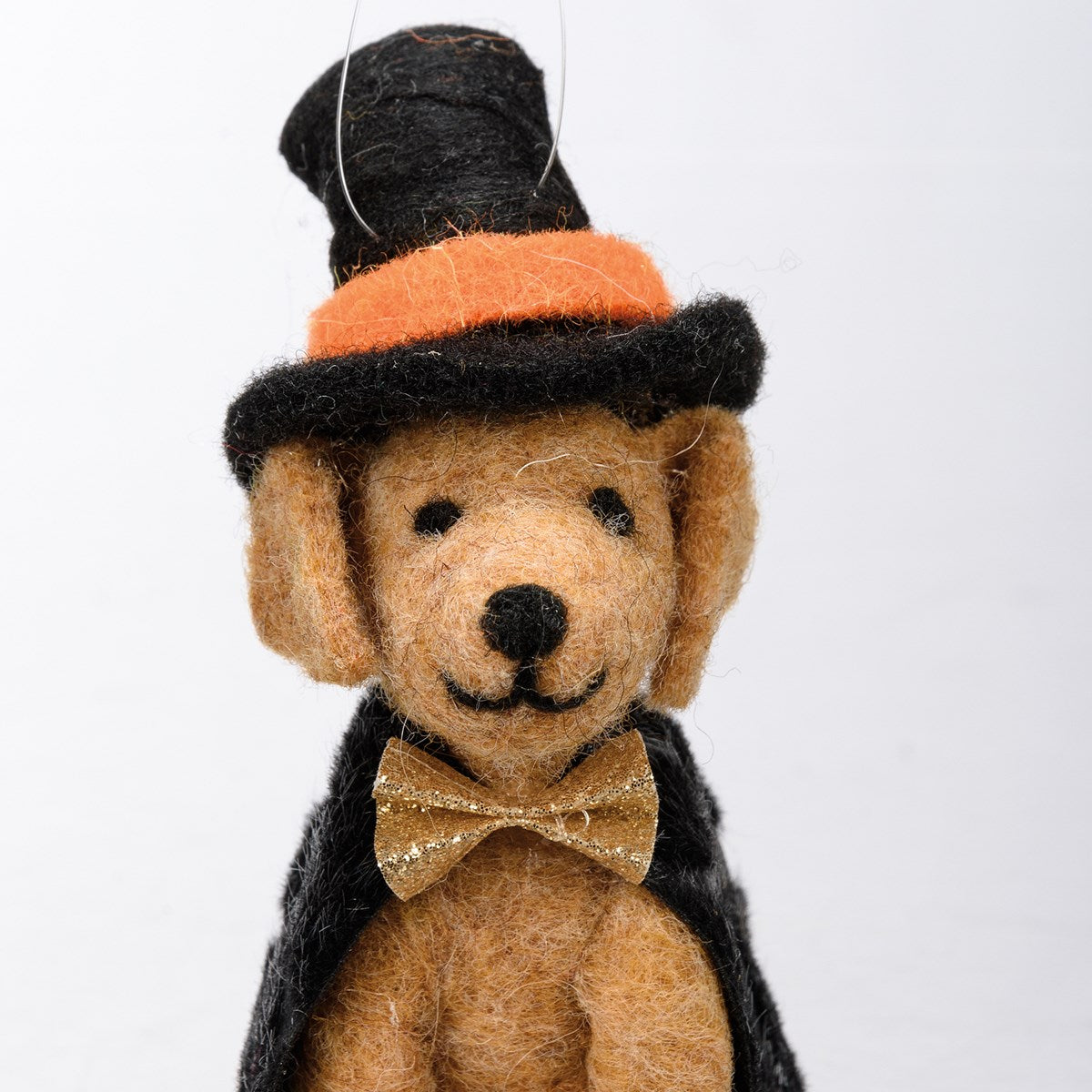 Witch Dog in Black Cape Felt Critter
