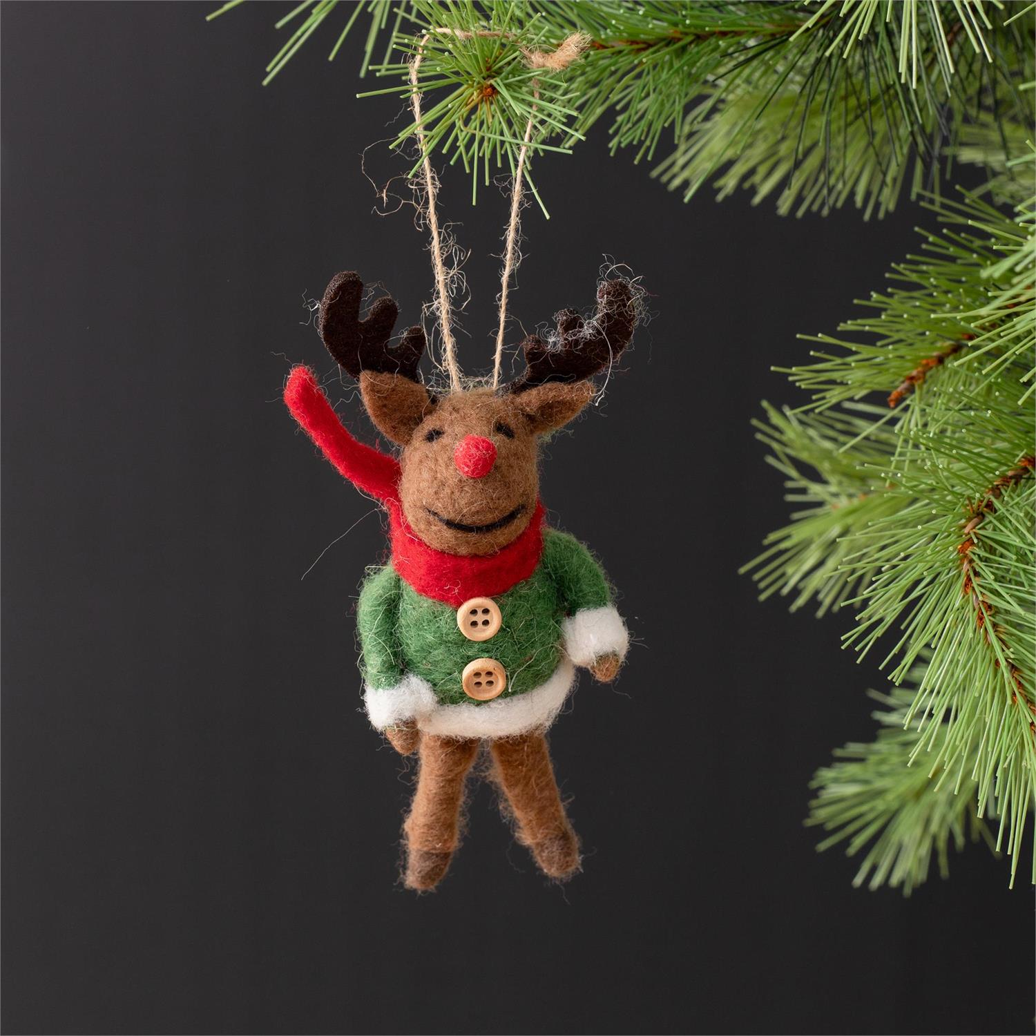 Rudy the Red-Nosed Felt Reindeer Ornament – Blueberry Lane Shop