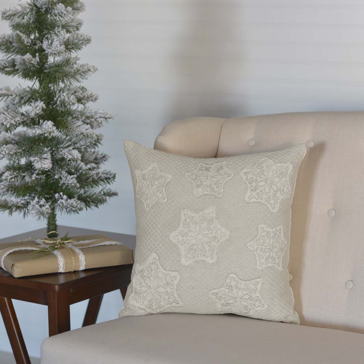 Snowflake Ash Grey Throw Pillow 16"