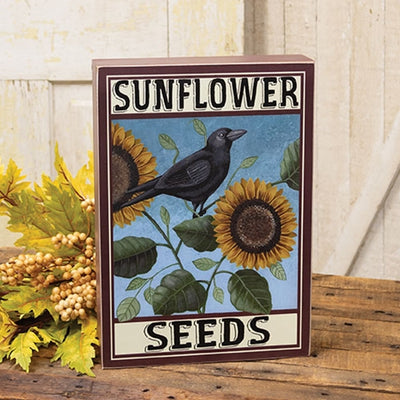 Sunflower Seeds Crow 13.75" Box Sign