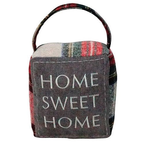 🎄Home Sweet Home Red & Gray Plaid Doorstop