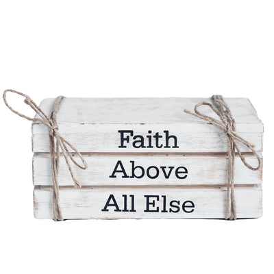 Faith Above All Else Faux Book Stack