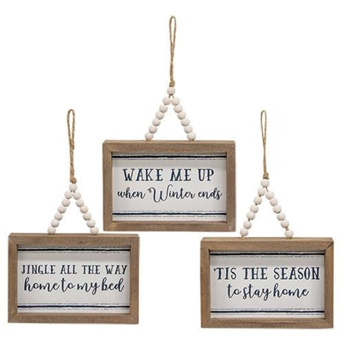 Set of 3 Snarky Christmas Beaded Hanger Signs