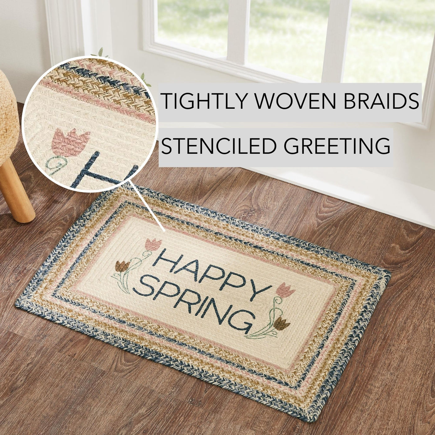 Happy Spring Tulips Rectangle Jute Rug 20