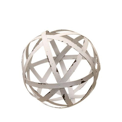 💙 Cream Metal Band 4" Sphere Decorative Ball