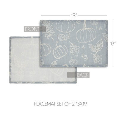 Set of 2 Silhouette Pumpkin Grey Placemats