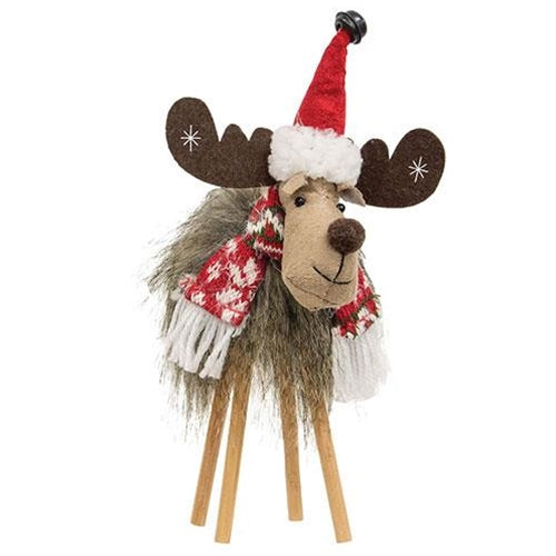 Reindeer Standing Figure in Fuzzy Nordic Sweater