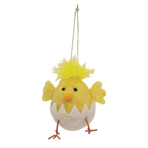 Fuzzy Yellow Chick Felt Ornament