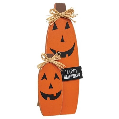 Happy Halloween Jack O Lantern Wood Easel 12" H