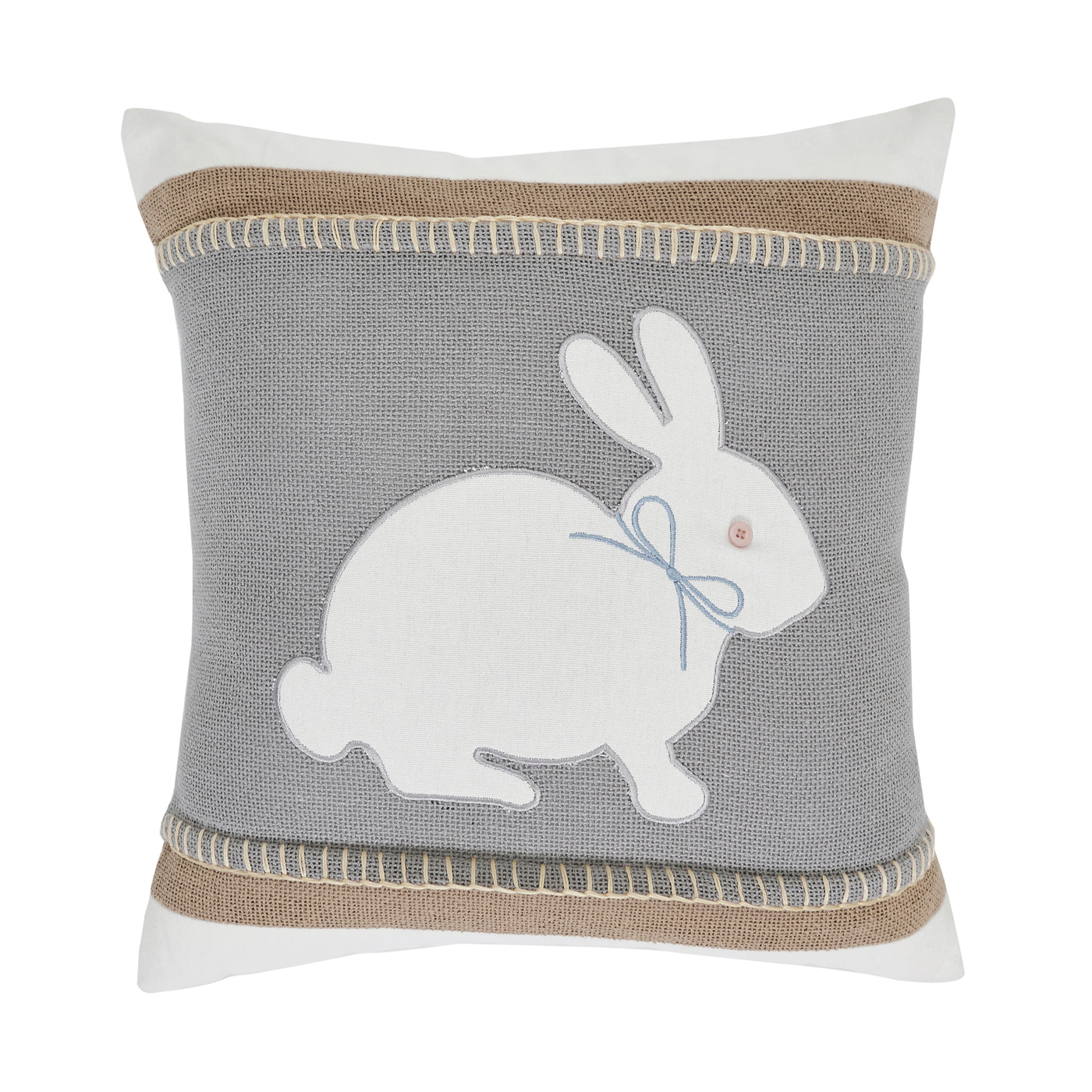 Bunny Burlap Applique Pillow 18"