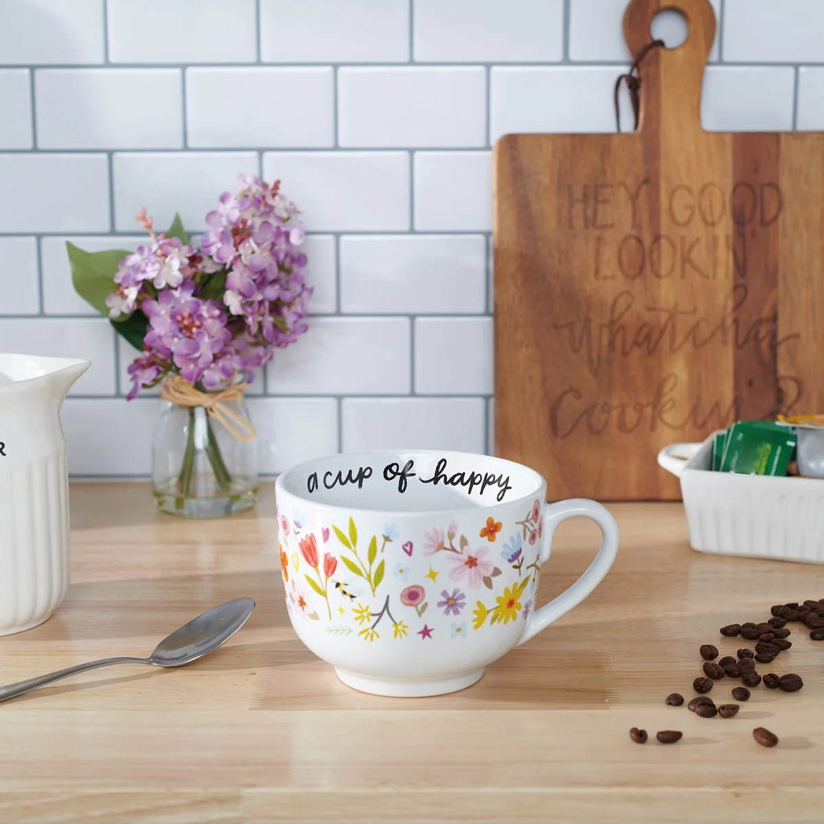 A Cup Of Happy 20 oz Floral Mug