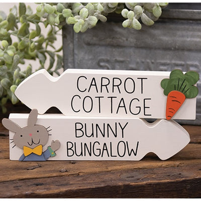 Set of 2 Carrot Cottage Bunny Bungalow Arrow Sitter Signs