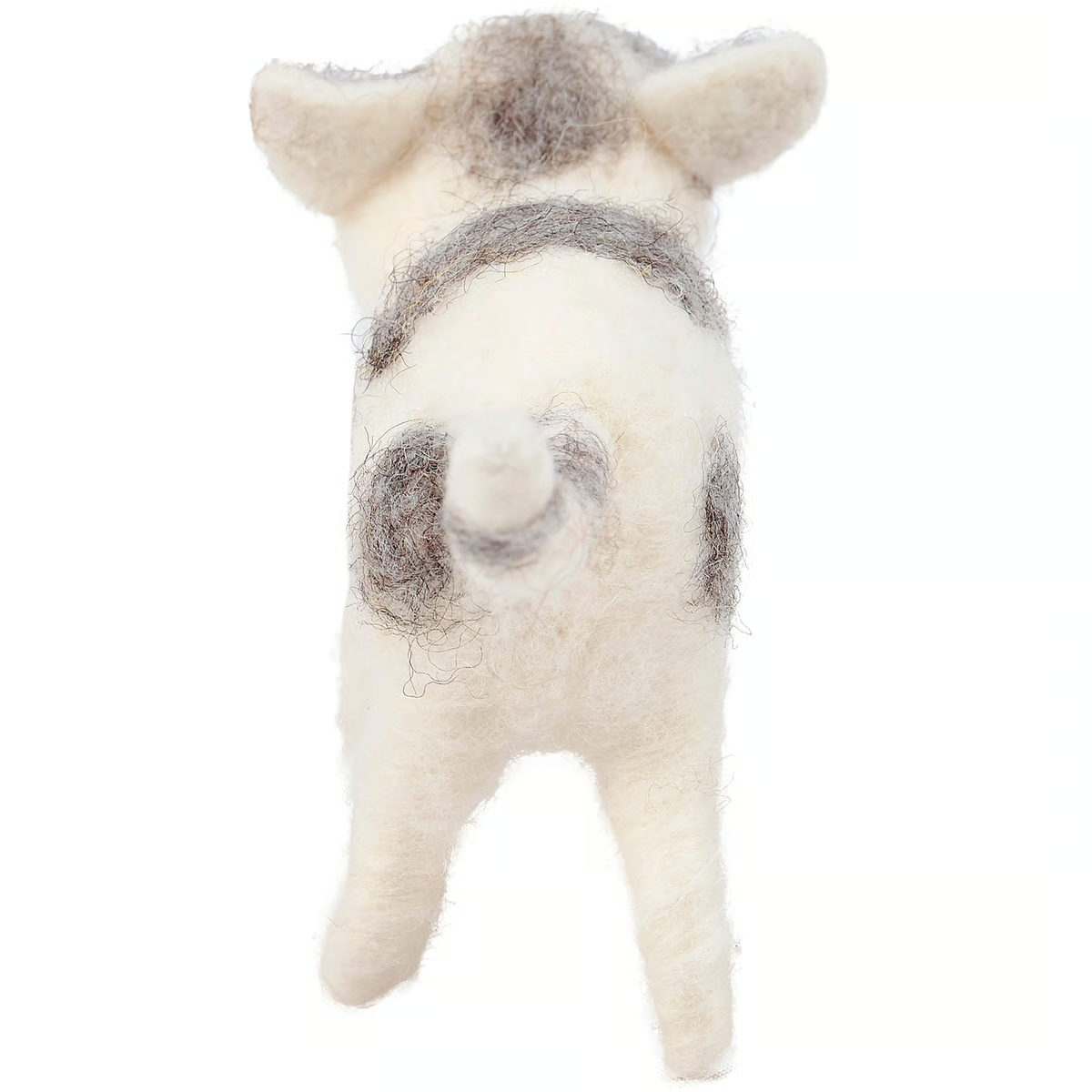 Grey and White Cat with Flower Bag Felt Critter